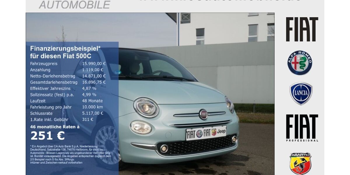 Fiat 500C 11.482 km 15.990 &euro; Marpingen 66646